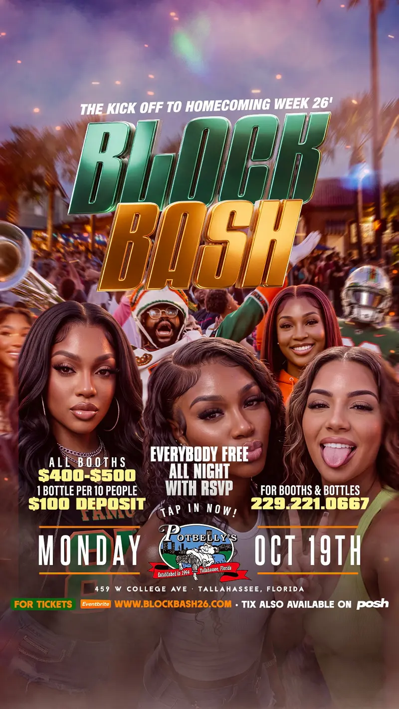 HOMECOMING BLOCK BASH | EVERYBODY FREE ALL NIGHT flyer